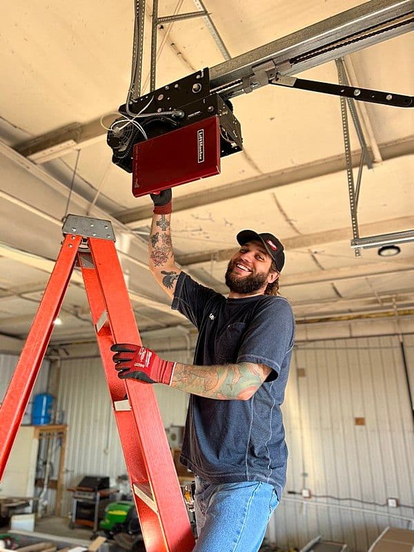B&B technician installing a LiftMaster opener